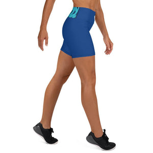 Blue Wrasse Plume Yoga Shorts - DMD Worldwide