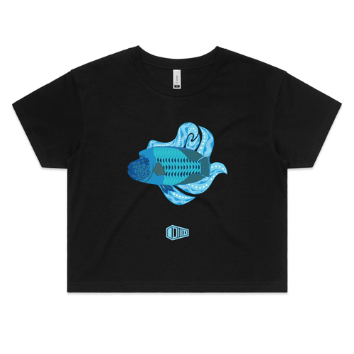 Blue Wrasse Plume - Womens Crop Tee - DMD Worldwide