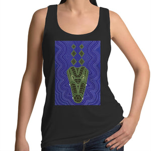 Crocodile Ganyarra Daygubarra Authentic Aboriginal Art. - Womens Singlet