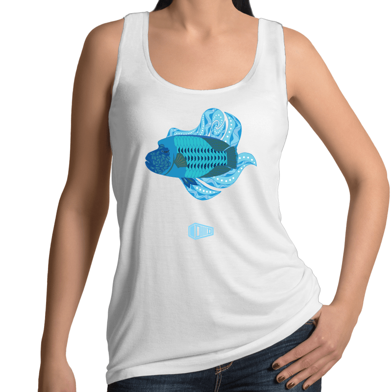 Blue Wrasse Plume - Womens Singlet - DMD Worldwide