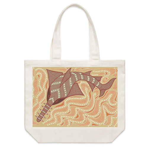 Sawfish Authentic Aboriginal Art - Shoulder Canvas Tote Bag