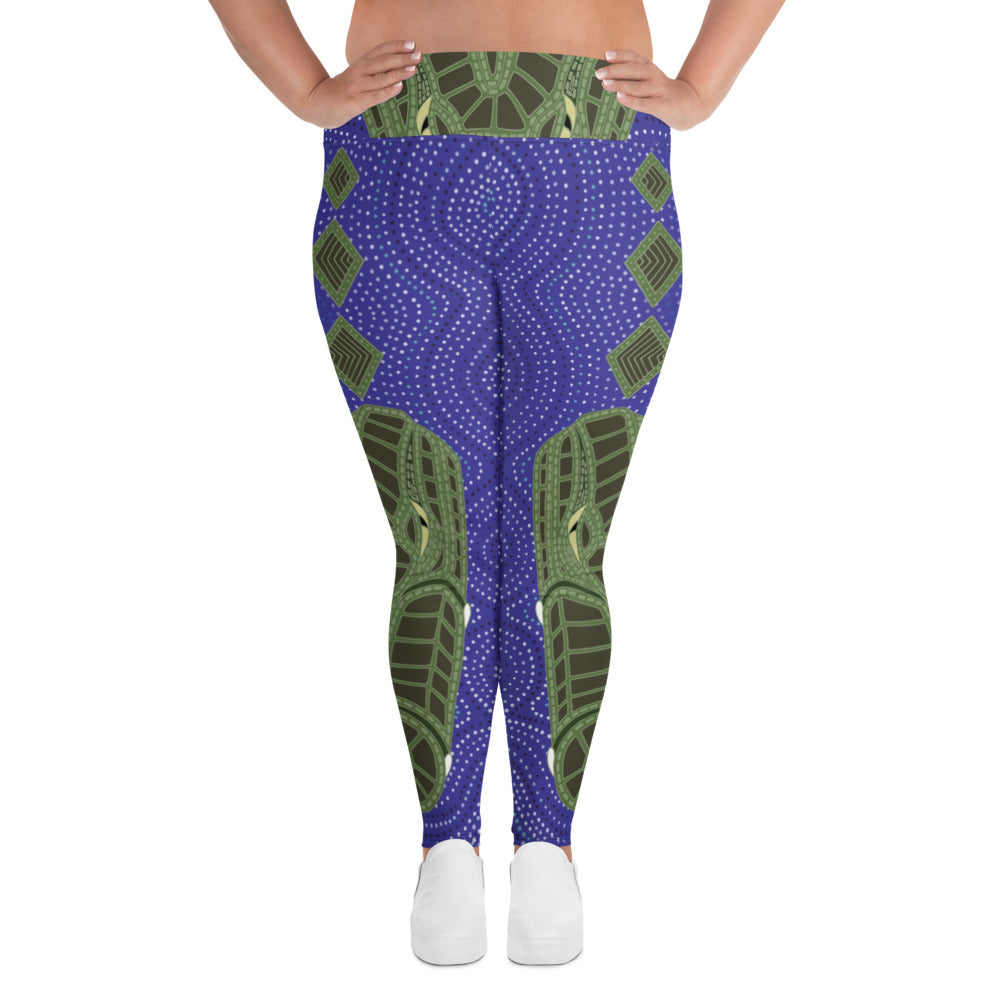 Crocodile Ganyarra Daygubarra Authentic Aboriginal Art. All-Over Print Plus Size Leggings