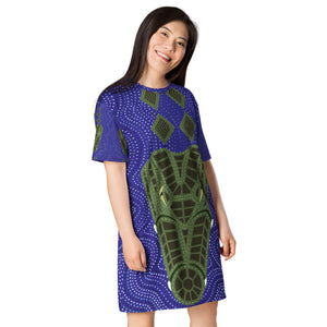 Crocodile Ganyarra Daygubarra Authentic Aboriginal Art- T-shirt dress