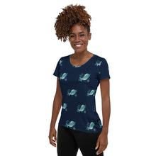 Load image into Gallery viewer, Dugong Julmburran Authentic Aboriginal Artist Design. All-Over Print Women&#39;s Athletic T-shirt