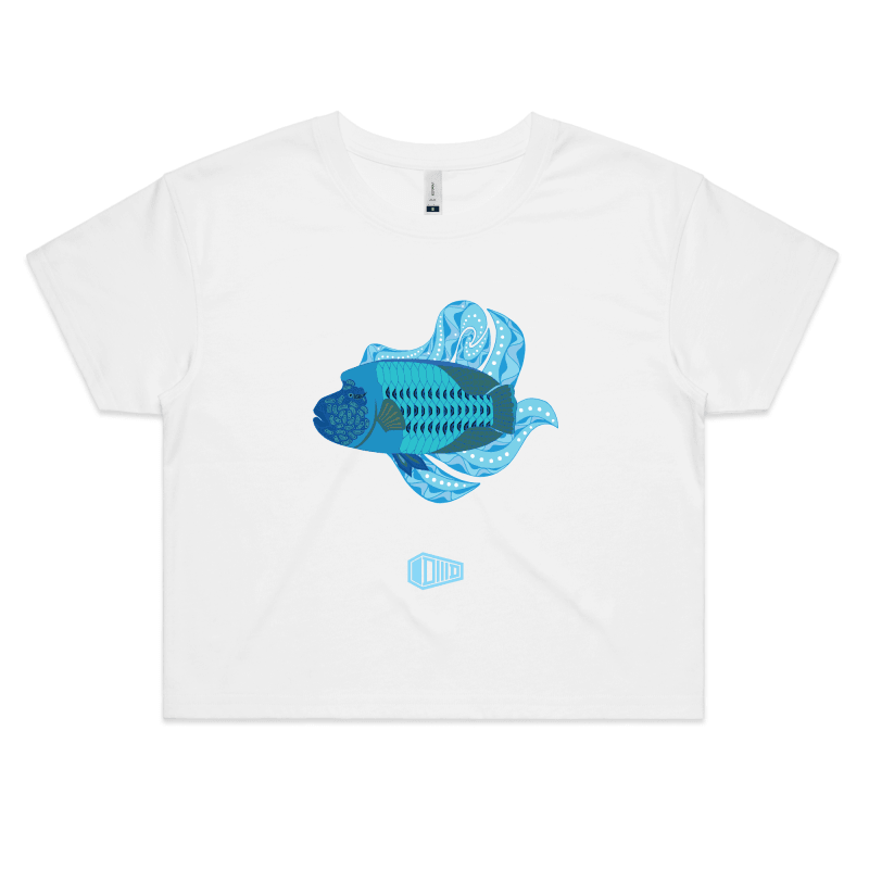 Blue Wrasse Plume - Womens Crop Tee - DMD Worldwide