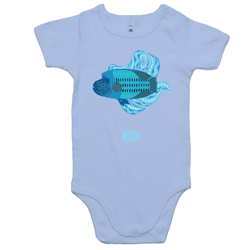 Blue Wrasse Plume - Baby Onesie Romper - DMD Worldwide