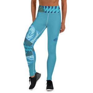 Blue Wrasse Plume Yoga Leggings - DMD Worldwide