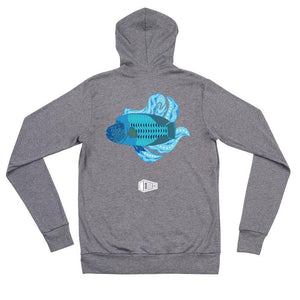 Blue Wrasse Plume Unisex zip hoodie - DMD Worldwide