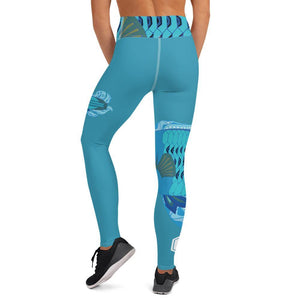 Blue Wrasse Plume Yoga Leggings - DMD Worldwide