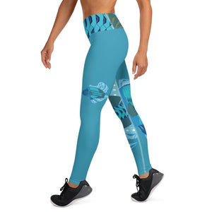 Blue Wrasse Plume Yoga Leggings - DMD Worldwide