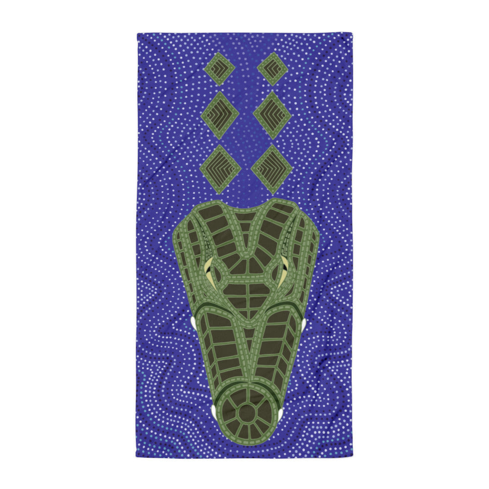 Crocodile Ganyarra Daygubarra Authentic Aboriginal Art - Towel