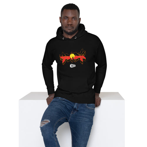 DMD Aboriginal Flag Graffiti Aboriginal Artist Designed. Unisex Hoodie